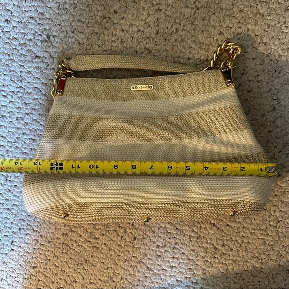Eric Javits woven shoulder bag - tan white and gold - Picture 4 of 10